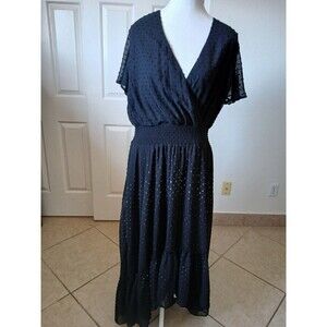 Lane Bryant Women’s Maxi Dress Black Flutter Sleeve V-neck Lined 22/24‎